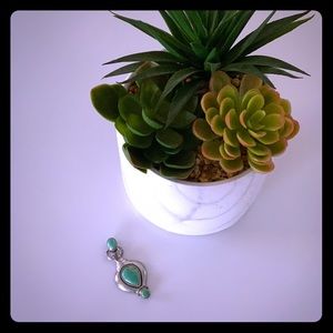Large Vintage Turquoise and Silver Pendant